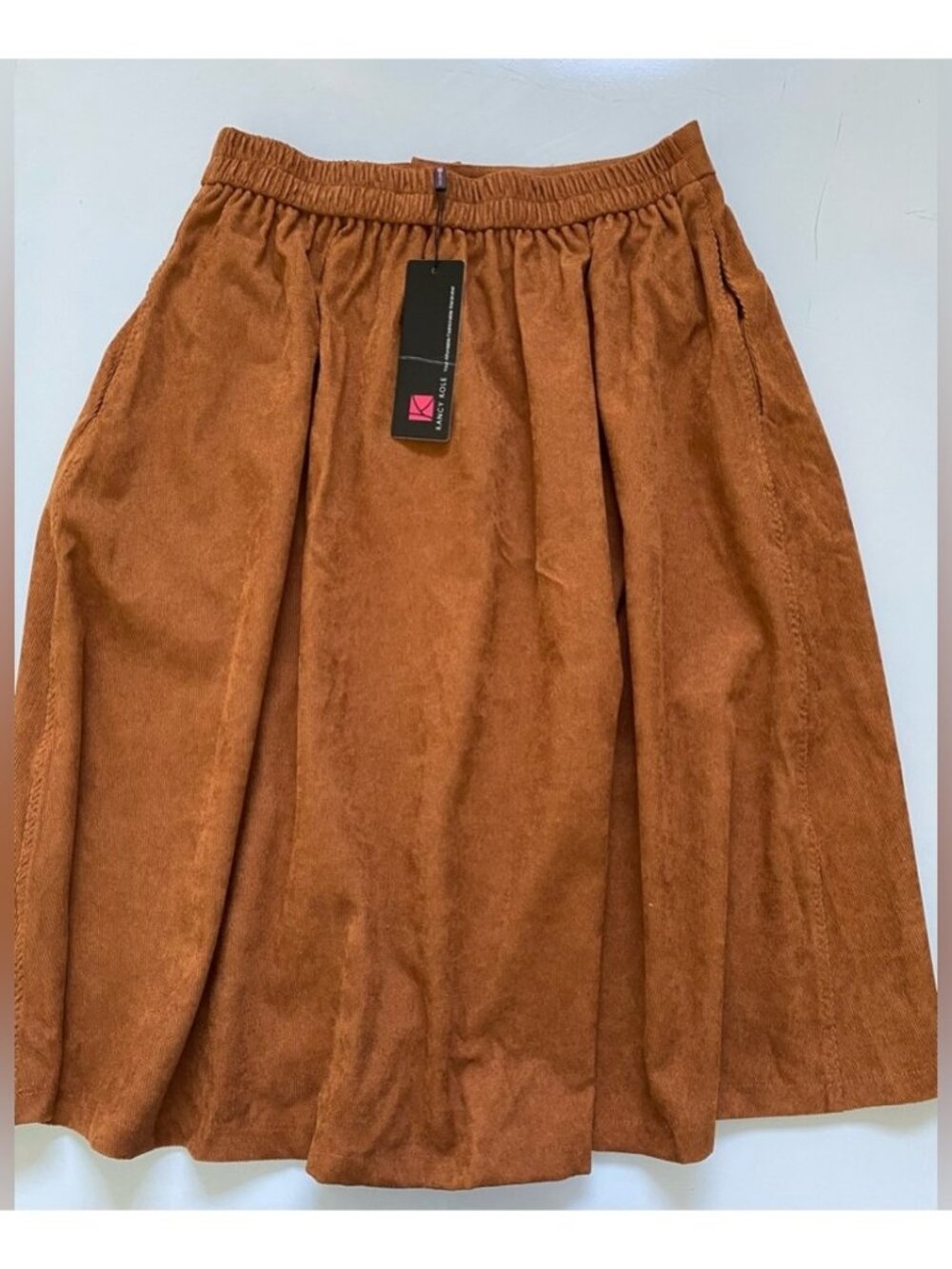 Brown MIDI Skirt for Women Corduy